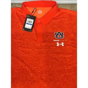 Under Armour Auburn Tigers Polo Shirt Mens XL Orange Loose Fit Static Print NWT